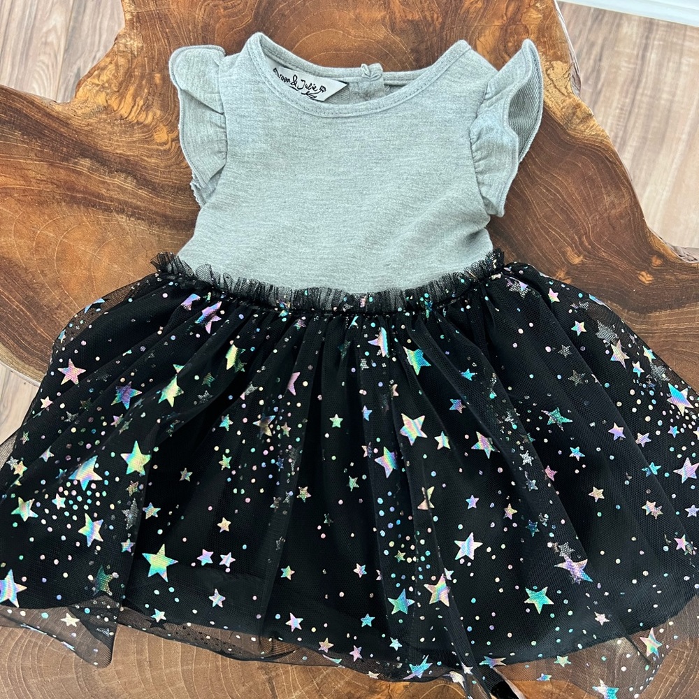 Pippa and Julie Black Glitter Star Tulle Dress